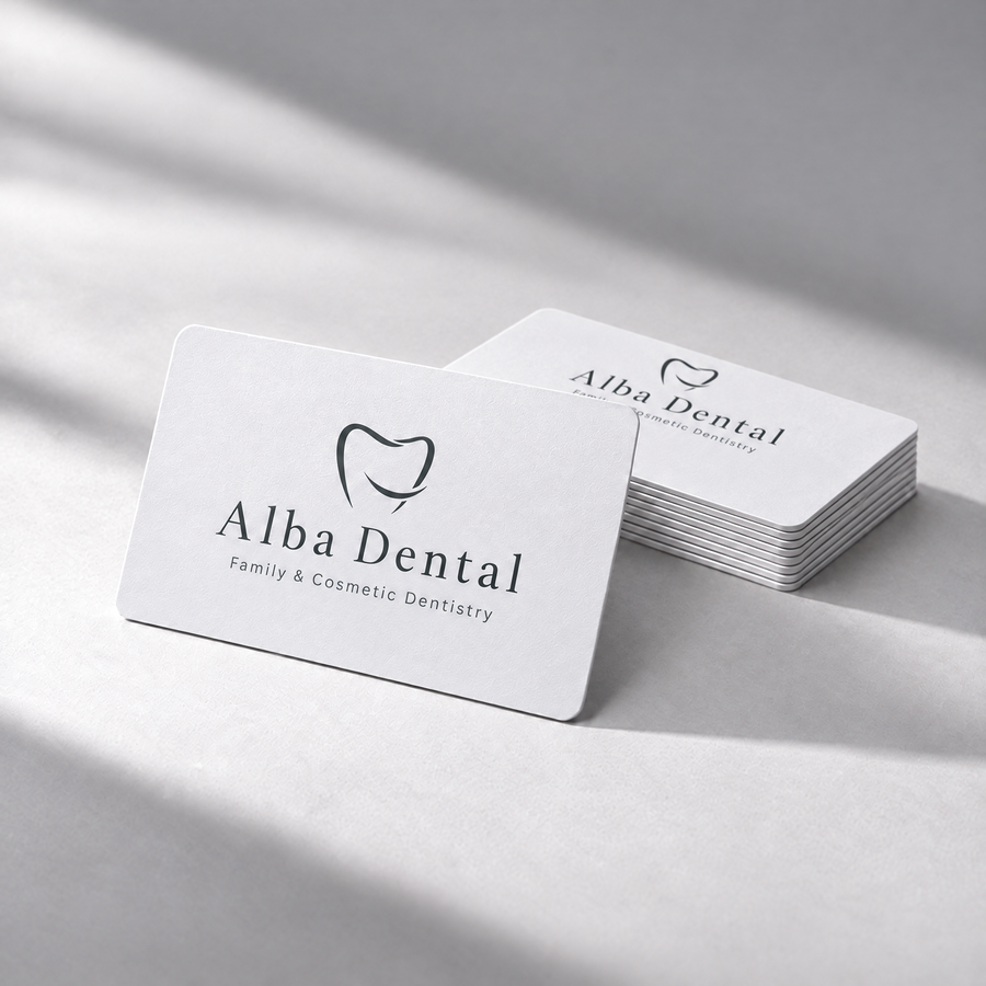 Pocket Factory NFC card sample design for a dental office (Alba Dental mockup)